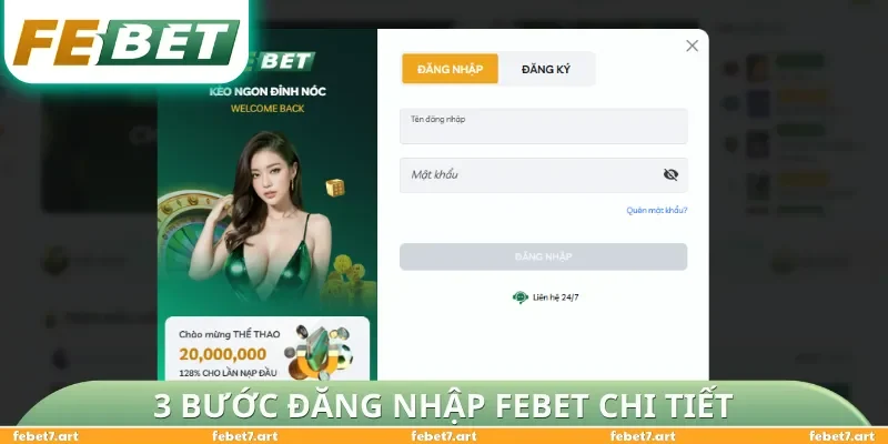 3 bước đăng nhập FEBET chi tiết