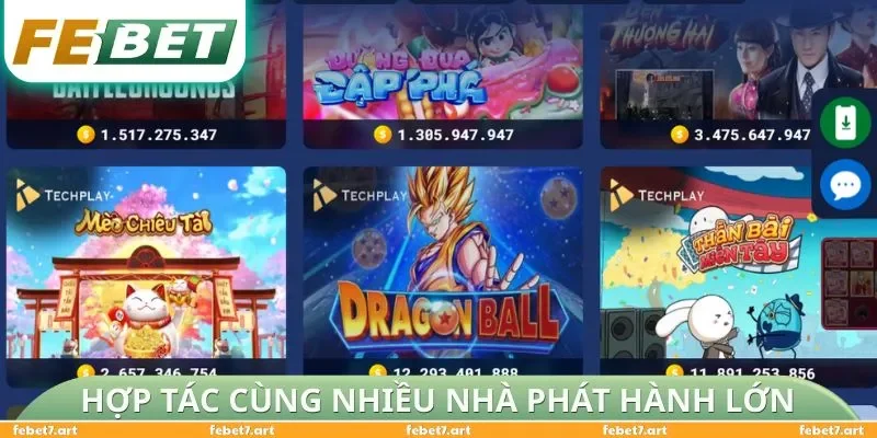 Nổ hũ FEBET hợp tác cùng nhiều nhà phát hành lớn
